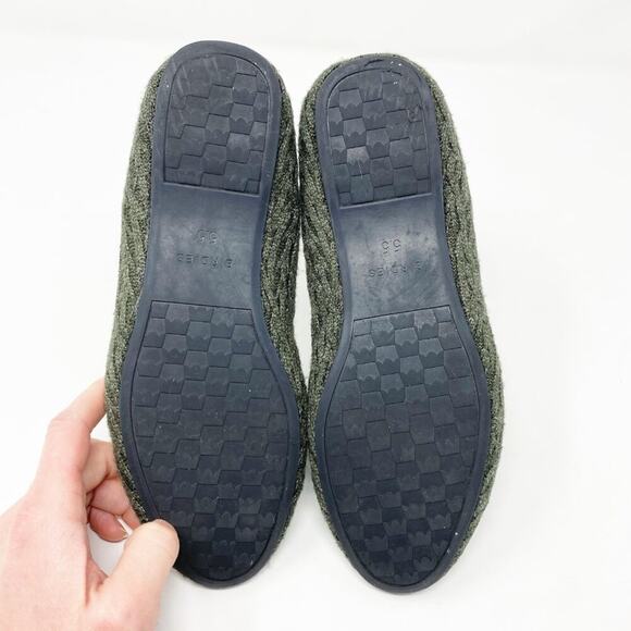 Birdies Green Cable Knit Starling Flat Sz 5.5 Faux Fur Lining Cushioned Insoles - Picture 6 of 9